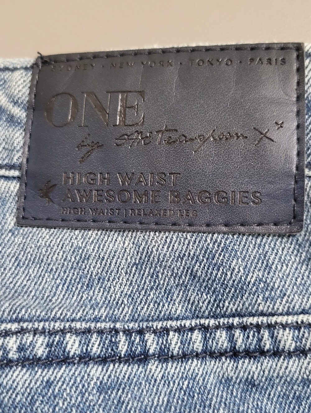 One × One Teaspoon High Waist Baggy Striped Jeans Light Wash Distressed Size 29 - Picture 6 of 15